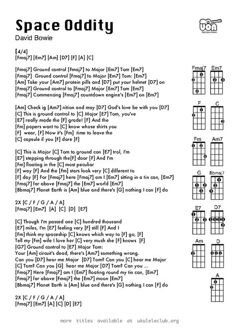 major tom david bowie chords